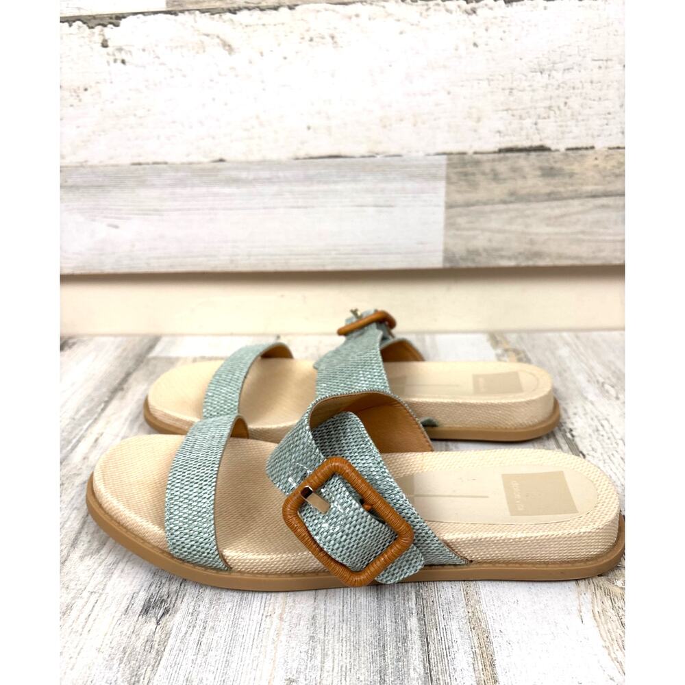 Dolce Vita Womens 8.5 Giana Slide Sandals Resort Buckle Slip On Blue Tan Slide